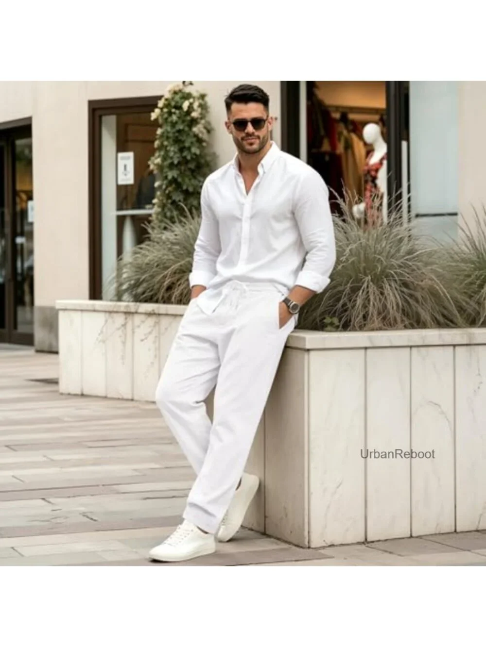 Men's Cotton Linen Pants Casual Summer Beach Drawstring Elastic Waist Relaxed